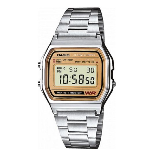 Casio Standard นาฬิกาข้อมือผู้ชาย สายสแตนเลส รุ่น A158,A158WEA,A158WEA-9 - สีเงิน