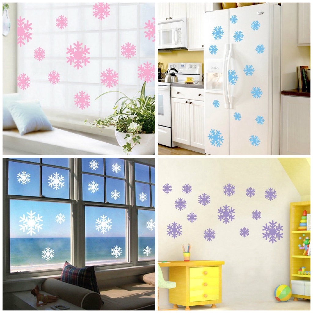 14pcs DIY Snow Flakes Wall Sticker Decal Mural Home Decor tbjW ...