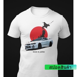 เสื้อยืดลําลอง ผ้าฝ้าย 100% พิมพ์ลายกราฟฟิค Skyline R34 Gtr ใส่สบาย 2022