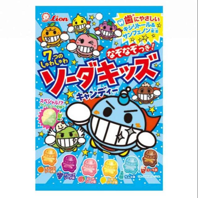 Kids Lion Soda Candy ลูกอม ป้องกันฟันผุ รสโซดาผสมผลไม้นานาชนิด สำหรับเด็ก จากญี่ปุ่น (75g) 020414
