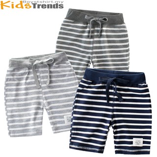 พร้อมส่ง กางเกงขาสั้น ลายทาง สีพื้น แฟชั่นสําหรับเด็กผู้ชาย …