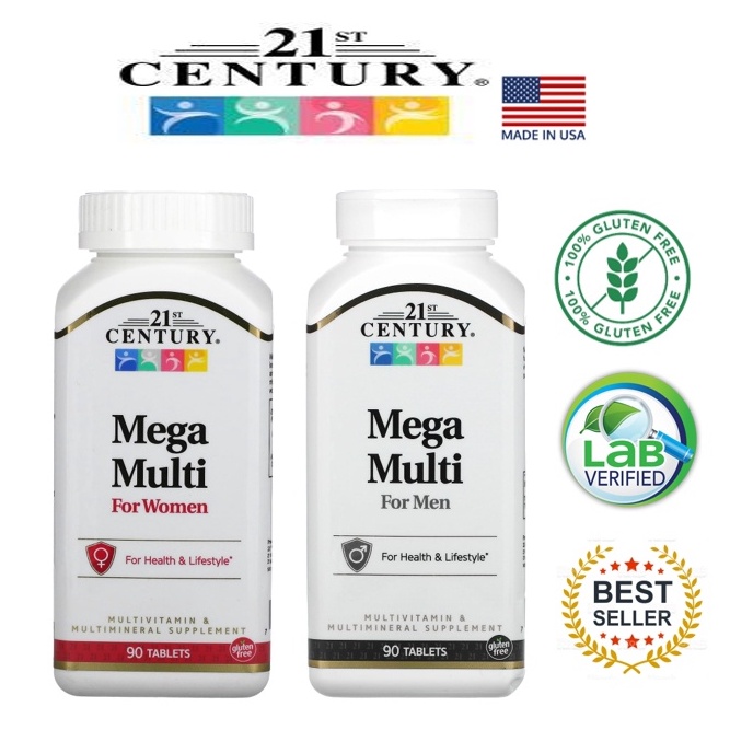 21st Century, Mega Multi for Women and for Men, Multivitamin & Multimineral, 90 Tablets