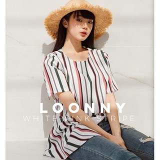 Front Nine : Loonny Top เสื้อทรงโอเวอร์ไซส์ ผ้าลายทาง_มือ 1 และ มือ 2