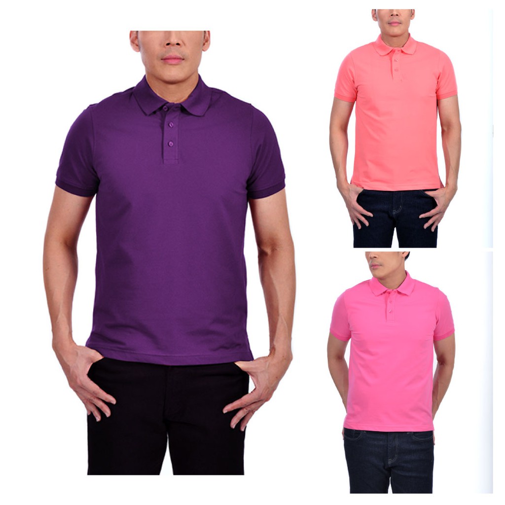 ZENTURY MAX เสื้อโปโลชาย แขนสั้น ผ้าคอตตอน ผสม สเปนเด๊กซ์ รุ่น MKP-2012 สีม่วงเข้ม, ชมพูอมส้ม, ชมพู