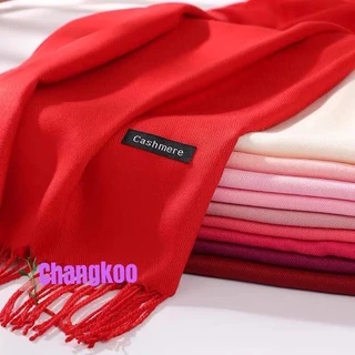 ผ้าพันคอแคชเมียร์ (Cashmere Scarf) สีพื้น กันลม กันหนาว กันแดด เนื้อผ้าดี สีสันสวยงาม สินค้าพร้อมส่ง