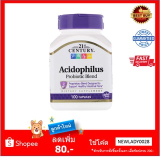 [ใส่โค้ด 99W958JA ลด10%] 21st Century, Acidophilus Probiotic Blend, 100 Capsules โพรไบโอติก ปรับสมดุลลำไส้ 100 เม็ด