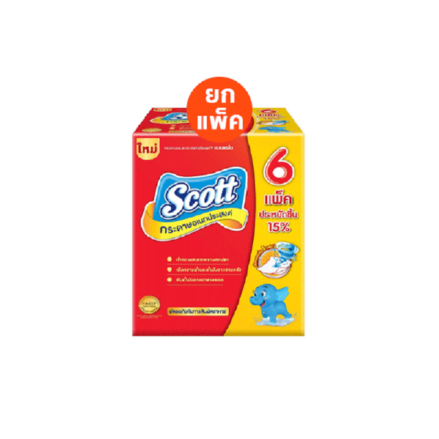 [ขายดี] สก๊อตต์ กระดาษอเนกประสงค์ แบบแผ่น 90แผ่น x 6 แพ็ค Scott Paper Towel Interfold 90 Sheets x 6 Packs