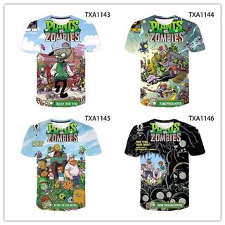 ใหม่ เสื้อยืดลําลอง แขนสั้น พิมพ์ลายเกมซอมบี้ Plants Vs 3D แฟชั่นฤดูร้อน สําหรับผู้ชาย ผู้หญิง