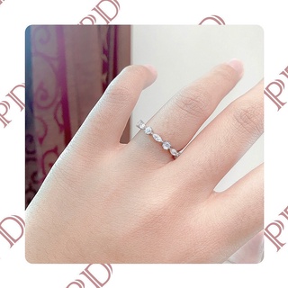 (ลดเพิ่ม 100 ใช้โค้ด DAY266NF) แหวนแถวครึ่งวง cubic zirconia เงินแท้ ชุบทองคำขาว