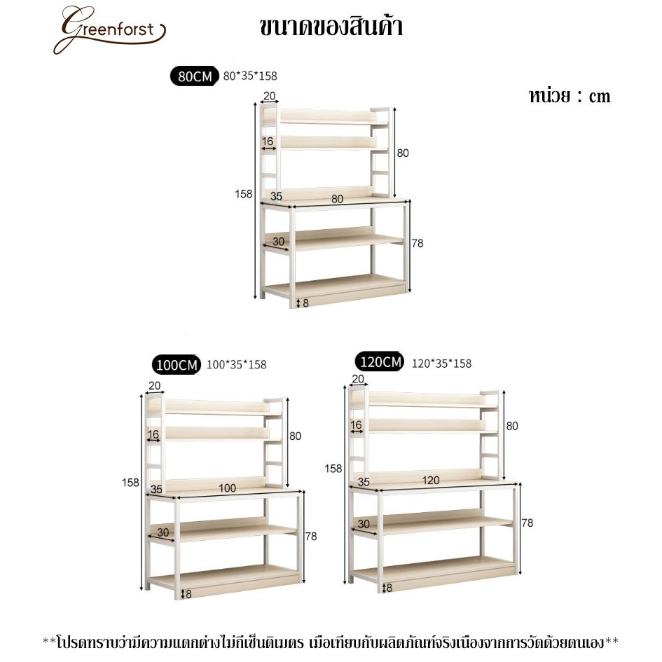 Greenforst ชั้นวางของในครัว เคาน์เตอร์ห้องครัว มีหลายชั้นวางของได้เยอะ รุ่นD-2217 / D-2269 - รูปที่ 7