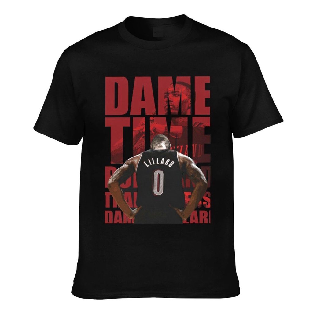เสื้อยืด ผ้าฝ้าย พิมพ์ลาย Dam Time Damian Lillard Portland Trail Blazers สําหรับผู้ชาย
