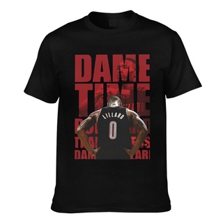 ผ้าฝ้ายคอกลมเสื้อยืด ผ้าฝ้าย พิมพ์ลาย Dam Time Damian Lillard Portland Trail Blazers สําหรับผู้ชายfrom S-4XL