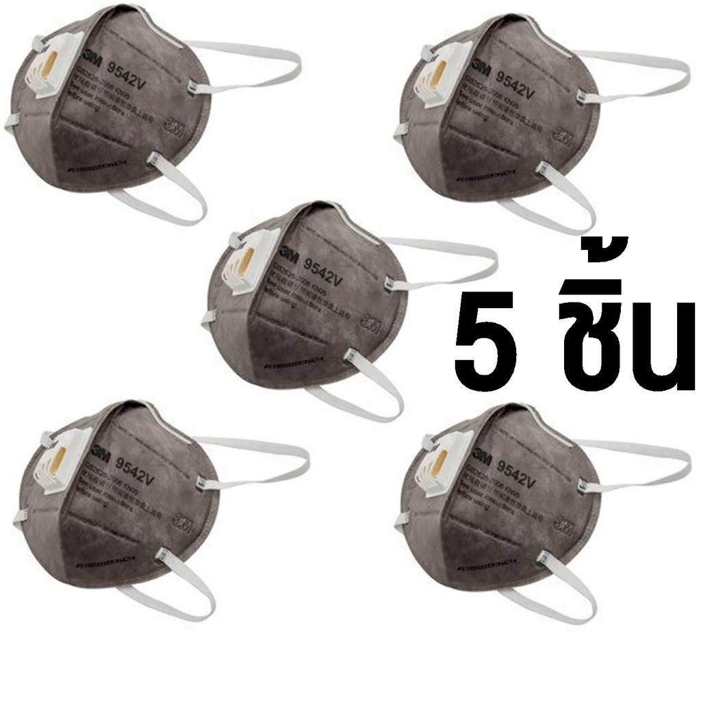✆ↂหน้ากาก 5ชิ้น รุ่น 9542V PM2.5 3M พร้อม