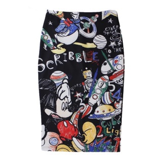 Women’s Pencil Skirt New Cartoon Mouse Print High Waist Slim Skirts