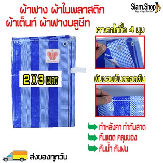 ผ้าใบพลาสติก (ขนาด 2 x 3 เมตร) ผ้าฟาง ผ้าใบบลูชีท ผ้าฟางลายฟ้าขาว ผ้าเต๊นท์ ผ้าคลุมของ ผ้าคลุมรถ ผ้าปูรองพื้น ทำกันสาด