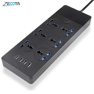 Multiple Power Strip Surge Protector 4 Way Universal Extension Sockets Lead Outlets USB Plug Adapter 2m Cord Switch Fuse Shutter