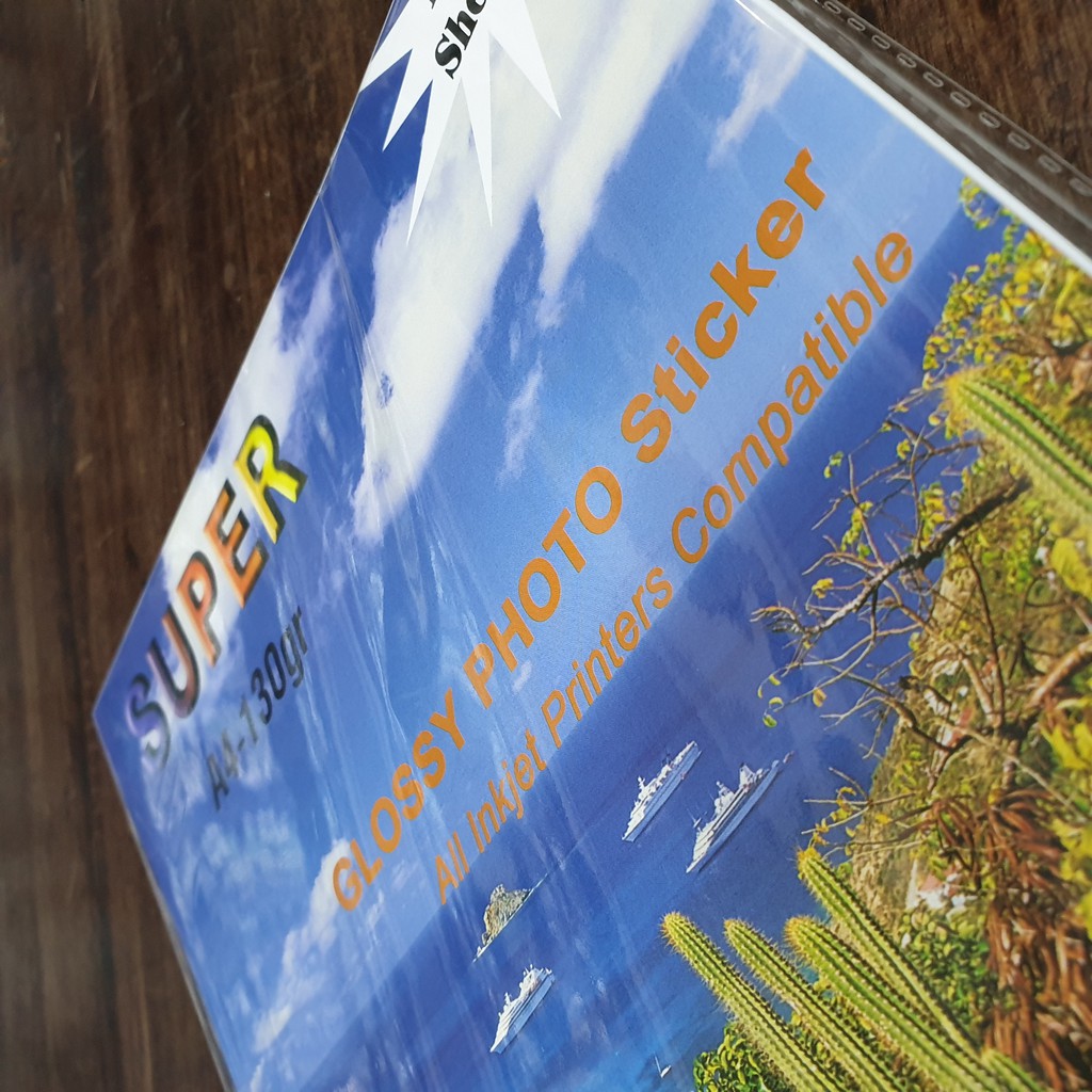 Sticker Super GLOSSY PHOTO PAPER กระดาษสติ๊กเกอร์ ผิวมันเงา130 แกรม ขนาด A4 (รีมละ100 แผ่น) (กลุ่ม1) - รูปที่ 3