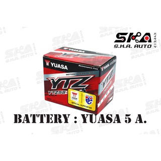 Yuasa แบตเตอรี่แห้ง สำหรับ มอเตอร์ไซค์ ขนาด 5 แอมป์ รุ่น YTZ5S12V/5AH