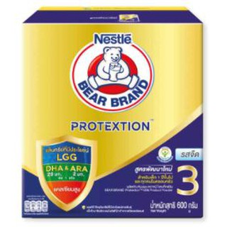 ✨นาทีทอง✨ ตราหมี โพรเทกซ์ชัน3 รสจืด ขนาด 600กรัม เนสท์เล่ NESTLE BEAR BRAND PROTEXTION PROTECTION นมผงสูตร 3