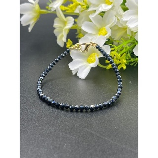 black mastic spinal 3mm bracelet for woman Black mystic spinabracelet สำหรับผู้หญิง