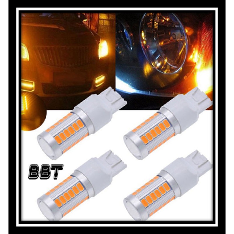 BBT ไฟเลี้ยวกระพริบเร็วสีส้ม 1 คู่ T20 Yellow ใส่คู่เดียวกระพริบรอบคัน LED 33 หลอดสีส้ม ขั้วเสียบ ใส่เเทนหลอดเดิม T20Y