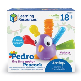 Learning Resources, Pedro the Fine Motor Peacock “เพโดร” นกยูงผู้ฝึกกล้ามเนื้อมัดเล็ก ของเล่นเด็ก 18 เดือนขึ้นไป