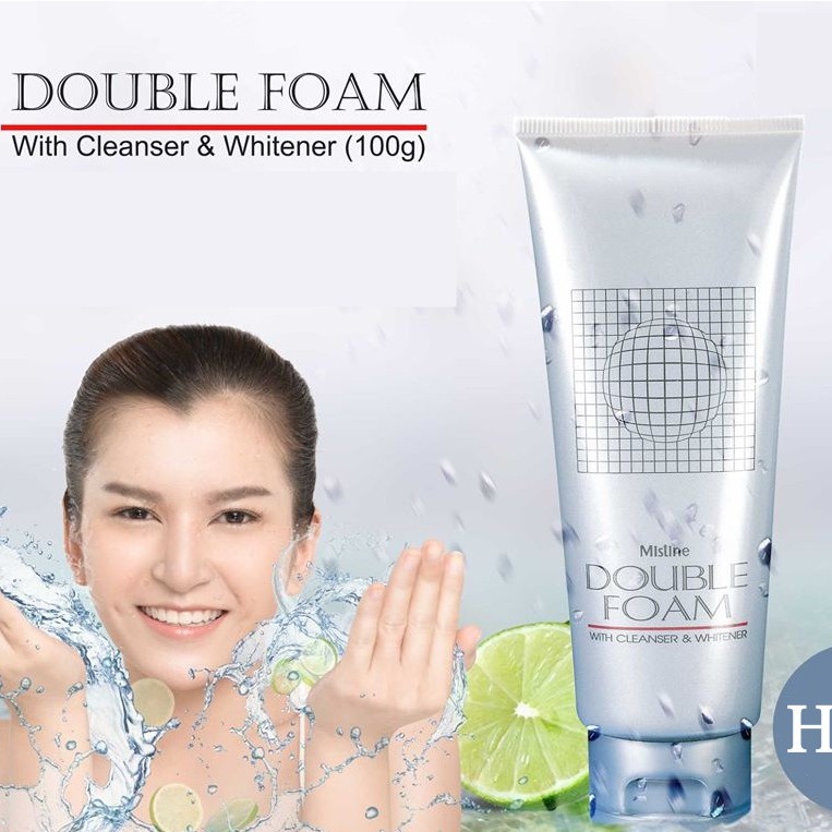 Mistine Double Foam With Cleanser and Whitener 100g. มิสทิน ดับเบิ้ล โฟม โฟมล้างหน้า โฟมทำความสะอาดผิวหน้า ราคาถูก Shopee Lazada
