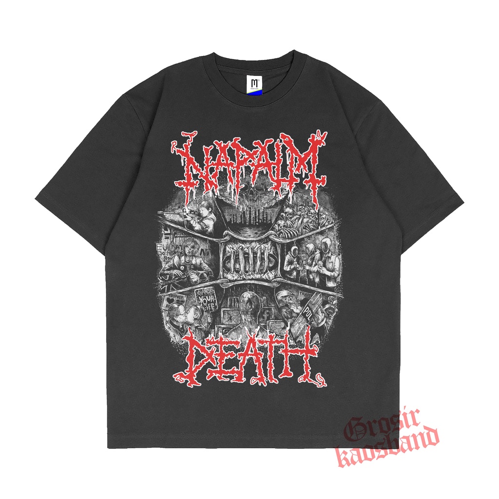 เสื้อยืด Napalm DEATH เสื้อยืดขนาดใหญ่ GRINCORE DEATH METAL Premium BAND