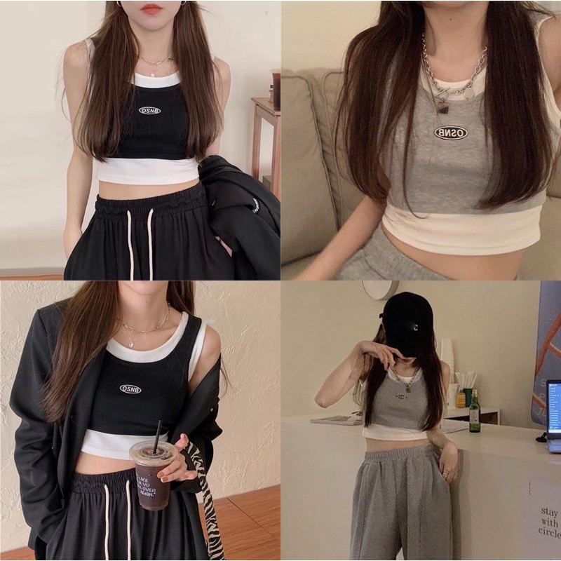 Somedays_closet l 🌷พร้อมส่ง🌷 Anyong camisole เสื้อกล้ามสไตล์เกาหลี งานเย็บติด2ชิ้นแบบปังๆ ไฮแฟชั่น