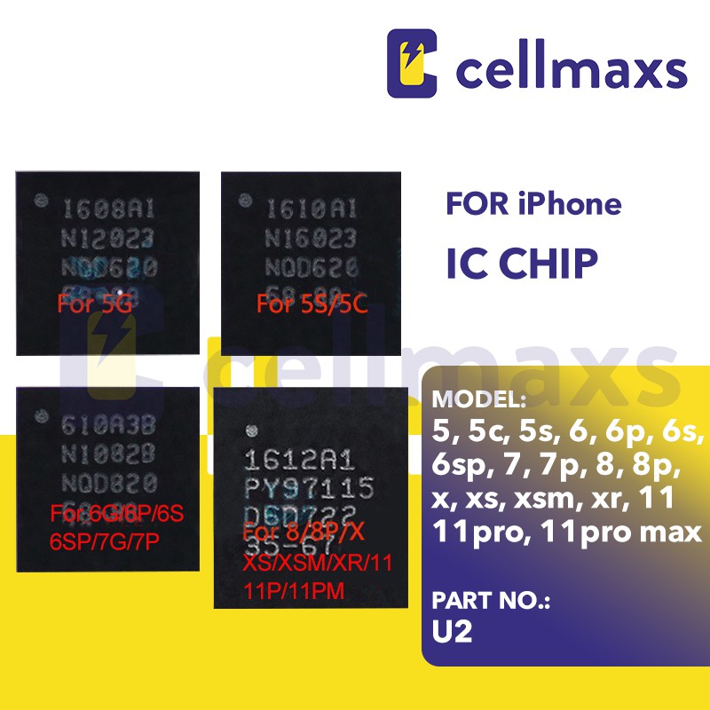 สําหรับ 5 5S 6 6P 7 8 Plus X XS XR 11 Pro Max U2 USB IC ชิป 1608A1 1610A1 1610A2 1610A3 610A3B 1612A