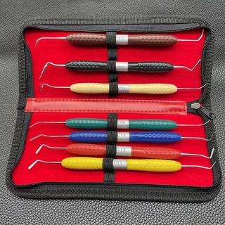 【Leather case】7Pcs Aesthetic  Restoration Spatula Filling Kit Resin Spatula Restoration Set Autoclavable