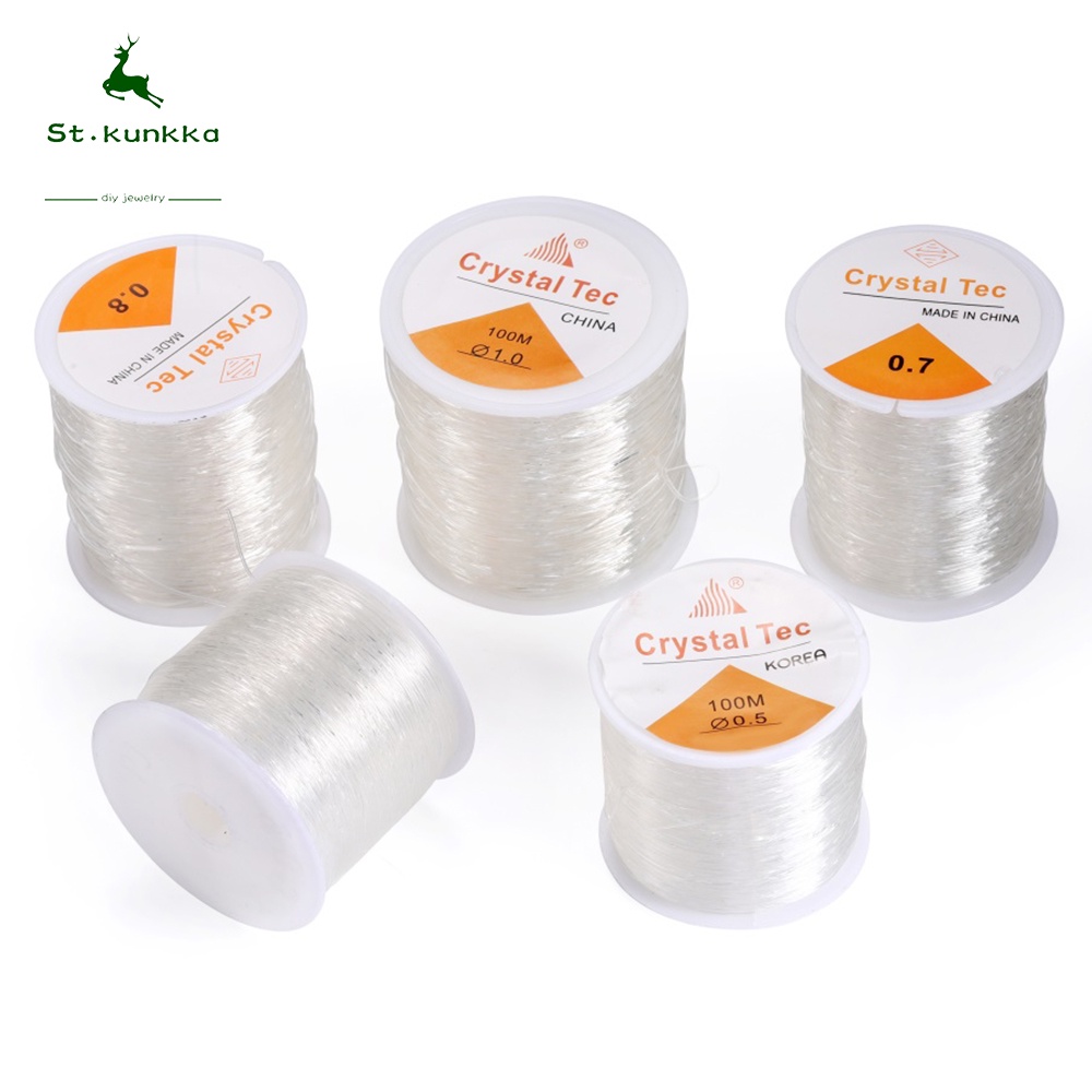 ST.KUNKKA 1 ม้วน100-20ม 0.4-1 มม ไหมยืด ด้ายคริสตัลใสด้ายยืดหยุ่น  สําหรับทําเครื่องประดับ สร้อยคอ สร้อยข้อมือ DIYเอ็นร้อยลูกปัดแบบยืด