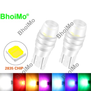 Bhoimo หลอดไฟเซรามิก T10 Led 194 168 W5W 2835 สําหรับติดป้ายทะเบียนรถยนต์สีเหลืองสีชมพูสีเขียวสีฟ้าสีฟ้า