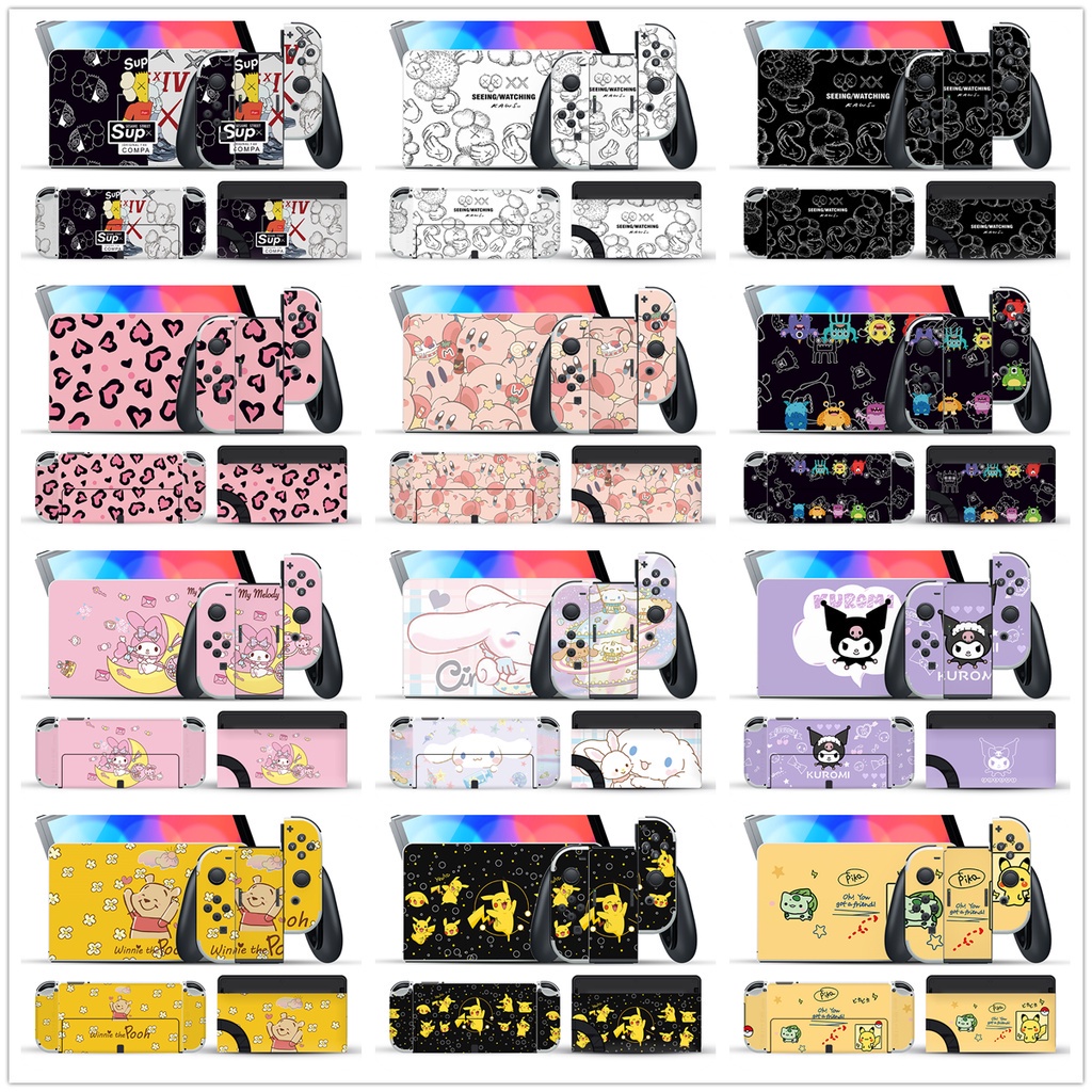 น่ารัก Kaws Crayon Shin-Chan Kuromi สติกเกอร์ Skin Wrap Case อุปกรณ์เสริม Nintendo Switch/OLED Protector Sticker