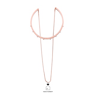 Haus of Jewelry - SIMPLE ACACIA BAGUETTES CUFF NECKLACE สร้อยคอเงินแท้ ประดับเพชรคิวบิกเซอร์โคเนีย (Cubic Zirconia)