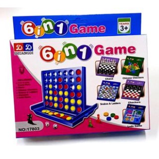 เกมส์กระดาน 6 in 1 หมากฮอต หมากรุก งูไต่บันได เกมส์บิงโกพัฒนาสมอง  Connect4in1Game