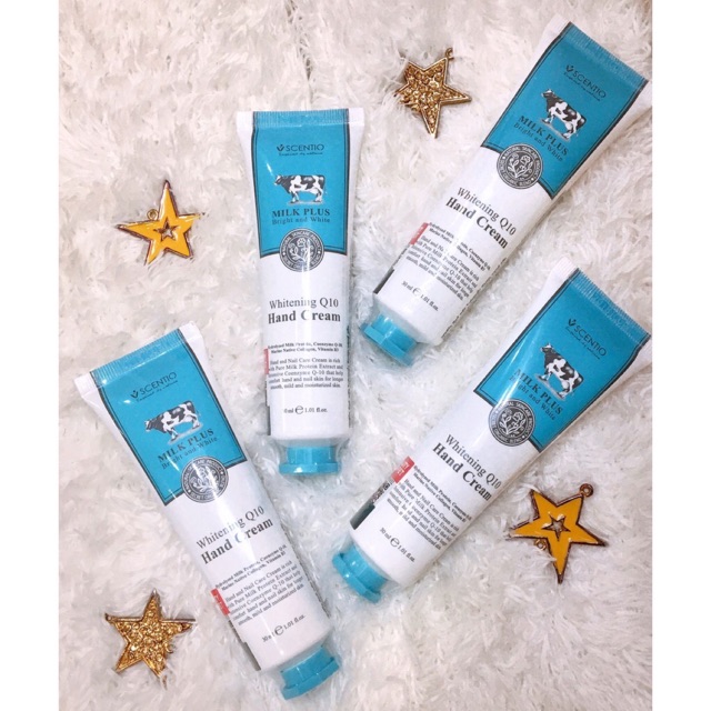 ครีมบำรุงมือ และเล็บ SCENTIO MILK PLUS Whitening Q10 Hand Cream 30 ml