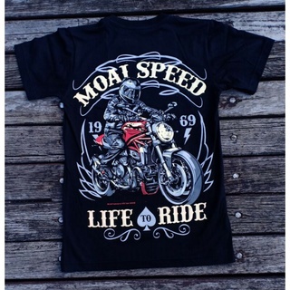 เสื้อยืดโอเวอร์ไซส์เสื้อยืดผ้าฝ้าย พิมพ์ลาย MOAI SPEED LIFE TO RIDE DUCATI RIDER 200GSM คุณภาพสูง สําหรับจักรยาน MS29S-4