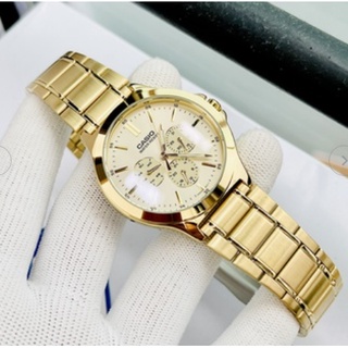 Casio Standard รุ่น MTP-V300G-9A นาฬิกาผู้ชาย สายแสตนเลสสีทอง หน้าปัดทอง - มั่นใจ ของแท้ 100% รับประกันสินค้า 1 ปีเต็ม