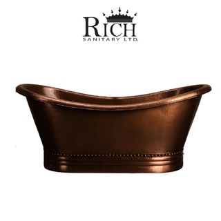 RICH COLLECTION 66 INCH COPPER FREESTANDING DOUBLE SLIPPER BATHTUB