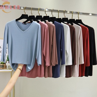 สาว Modal เสื้อยืดคอวีฤดูร้อนขนาดใหญ่สามไตรมาสแขนธรรมดาเวอร์…