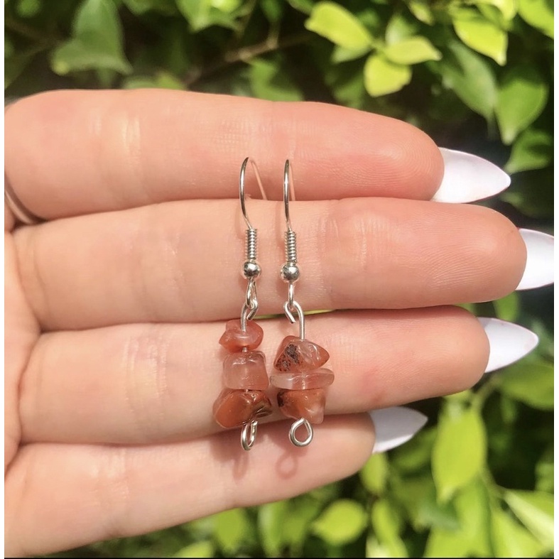 Red Agate Stone Earrings