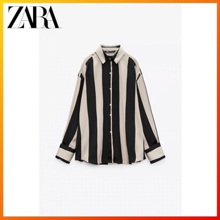 Zara เสื้อเชิ้ต ผ้าซาติน ทรงหลวม แฟชั่นฤดูใบไม้ร่วง ทันสมัย สําหรับผู้หญิง 7885138 085