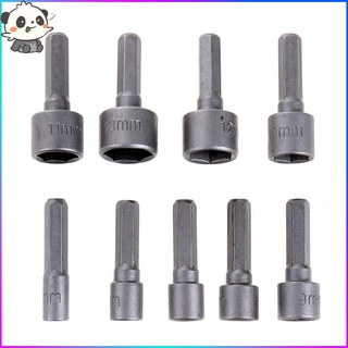 [hot] ชุดอุปกรณ์เครื่องมือซ็อคเก็ตไขควง Nut Drivers 1/4 Inch Hex Shank CRV 9ชิ้น