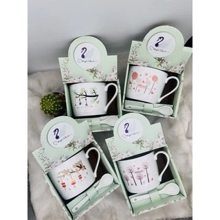 แก้วกาแฟ งานเซรามิค สวยน่ารักหลายลาย เหมาะกับชาวออฟฟิศนักเรียนนักศึกษา ของขวัญ ราคาถูก ขนาด200ml.