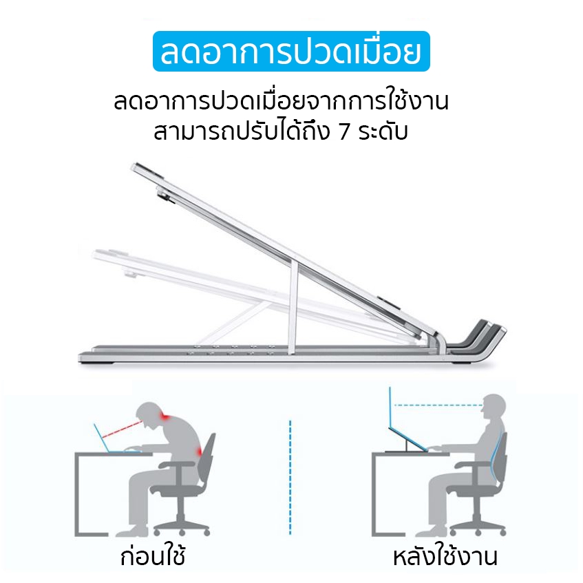 H4 ที่วางโน้ตบุ๊ก ปรับได้ 6-7 ระดับ ขาตั้งโน๊ตบุ๊ค แท็บเล็ตพกพาสะดวก แข็งแรง