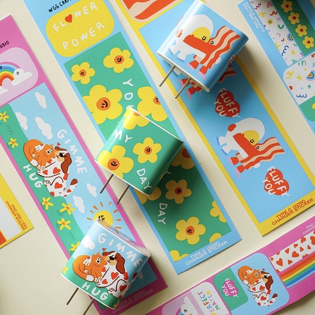 FLUFFY OMELET X WGG CRAFT STUDIO | Charger & Pencil sticker (สติ๊กเกอร์ติดหัวชาร์จและปากกา)