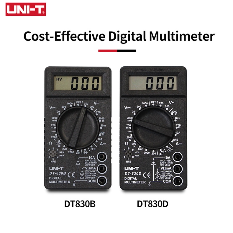 UNI-T DT830B / DT830D ดิจิตอลมัลติมิเตอร์ AC / DC เครื่องวัดแรงดันไฟฟ้าความต้านทานทรานซิสเตอร์ Diode