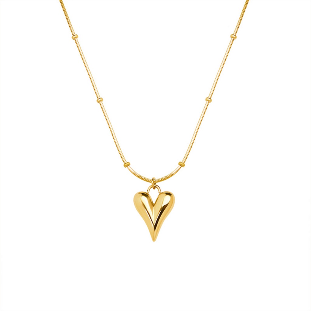 Vnox Women Heart Pendant Necklace,Gold Plated Stainless Steel Jewelry,Chic Minimalist Accessories