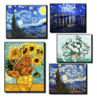 40*50cm DIY  ภาพวาดสีน้ำมัน ภาพระบายสีตามตัวเลข Painting  By Number on Canvas  Van Gogh A
